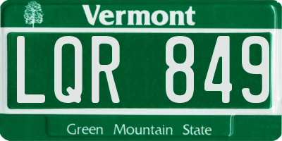 VT license plate LQR849