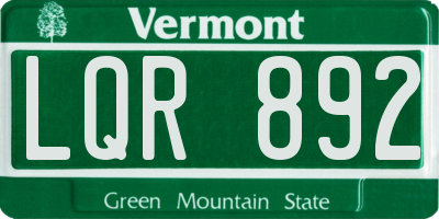 VT license plate LQR892