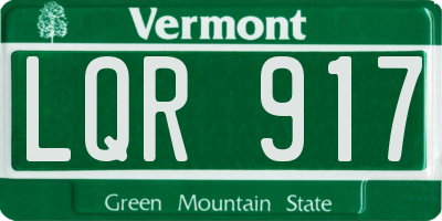 VT license plate LQR917