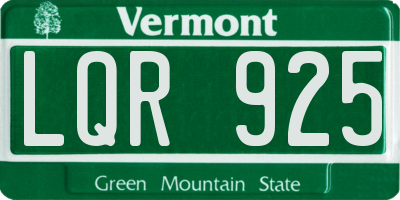 VT license plate LQR925