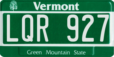 VT license plate LQR927