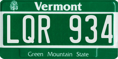 VT license plate LQR934