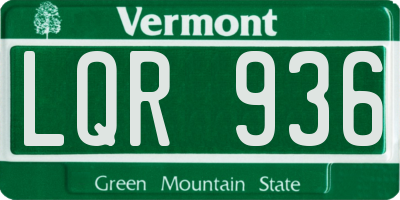 VT license plate LQR936