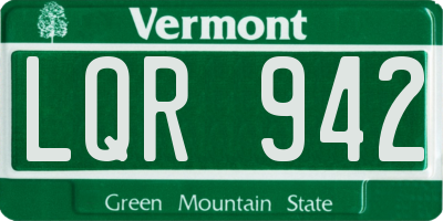 VT license plate LQR942