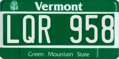 VT license plate LQR958