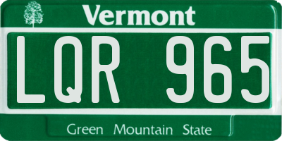 VT license plate LQR965