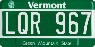 VT license plate LQR967