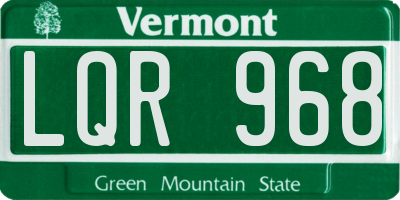 VT license plate LQR968