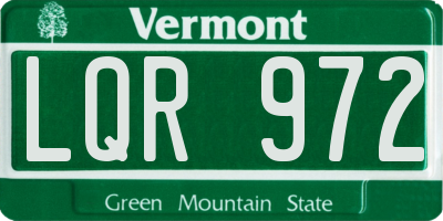 VT license plate LQR972