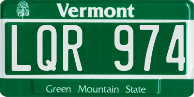 VT license plate LQR974