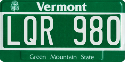 VT license plate LQR980