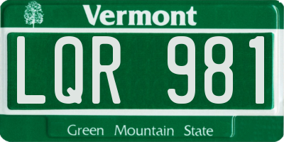 VT license plate LQR981