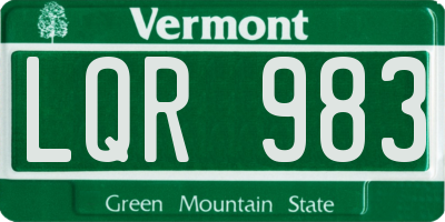 VT license plate LQR983