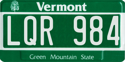 VT license plate LQR984