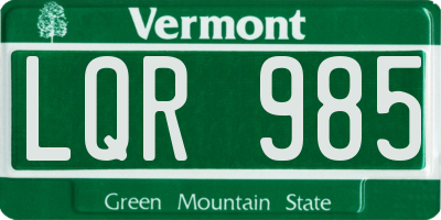 VT license plate LQR985