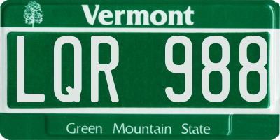 VT license plate LQR988
