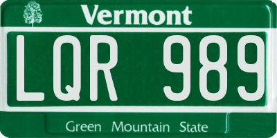 VT license plate LQR989