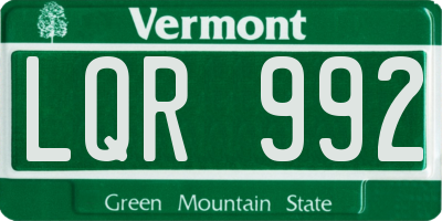 VT license plate LQR992