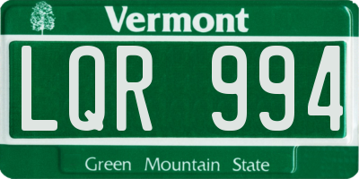VT license plate LQR994