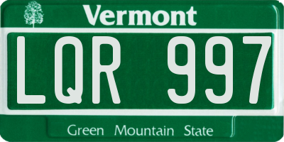 VT license plate LQR997