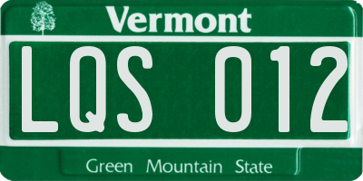 VT license plate LQS012