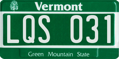 VT license plate LQS031