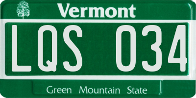 VT license plate LQS034