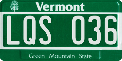VT license plate LQS036