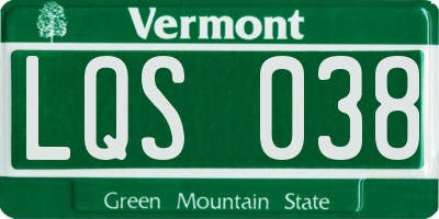 VT license plate LQS038