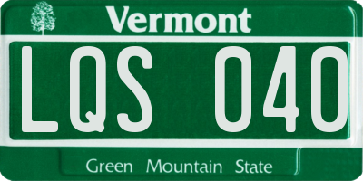 VT license plate LQS040