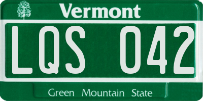 VT license plate LQS042