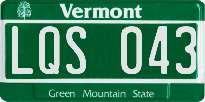 VT license plate LQS043