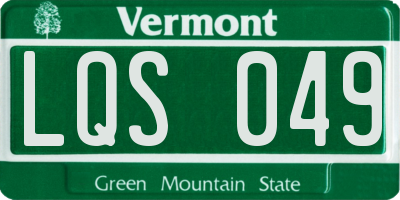 VT license plate LQS049