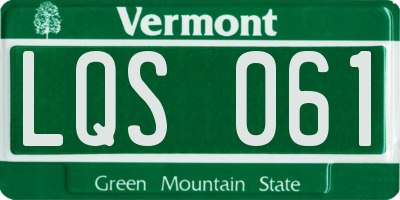 VT license plate LQS061