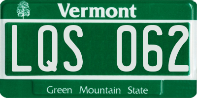 VT license plate LQS062