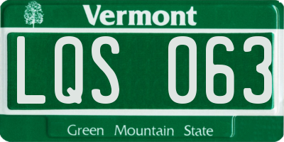 VT license plate LQS063