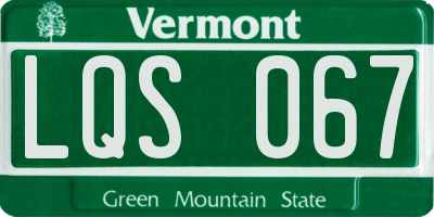 VT license plate LQS067