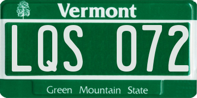 VT license plate LQS072