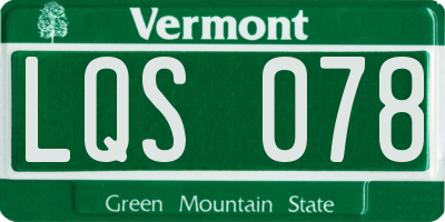 VT license plate LQS078