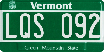 VT license plate LQS092