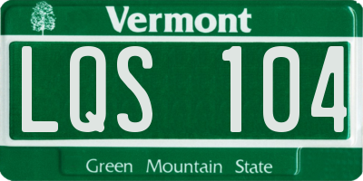 VT license plate LQS104