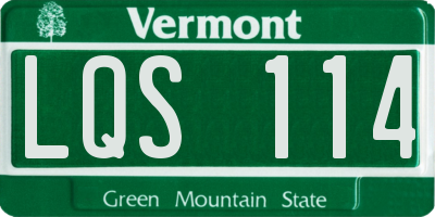 VT license plate LQS114