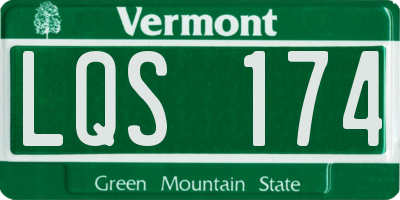 VT license plate LQS174