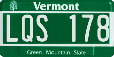 VT license plate LQS178