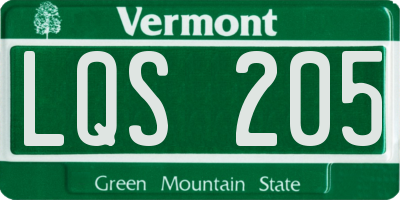 VT license plate LQS205