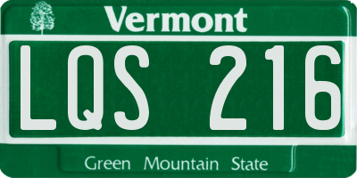 VT license plate LQS216