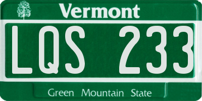 VT license plate LQS233