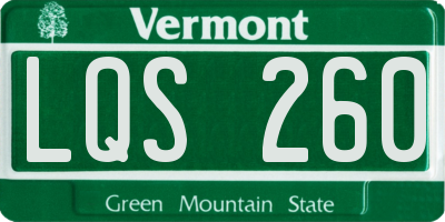 VT license plate LQS260