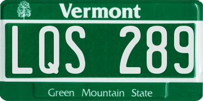VT license plate LQS289