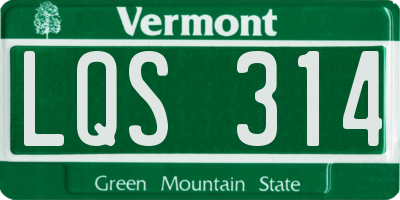 VT license plate LQS314